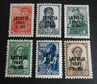 Germany.  1941.  Ww2 Latvia Occupation Overprint On Soviet Full Set 60 Eur