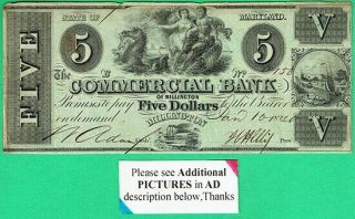 $5.  00,  1.  10,  1840,  Commercial Bank Of Millington,  Md,  Haxby Md - 265 - Note 61 6