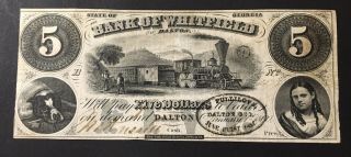 1860 $5 5 Dollars Georgia Dalton Bank Of Whitfield In Dalton Obsolete Currency