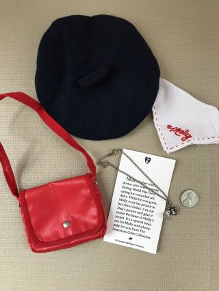 American Girl Molly Mcintire Accessories W Hat,  Locket,  Steel Penny 1986