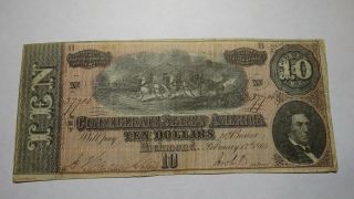$10 1864 Richmond Virginia Va Confederate Currency Bank Note Bill T68 Civil War