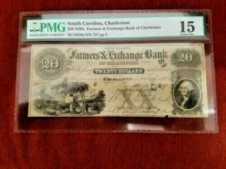 1854 $20 Farmers & Exchange Bank Of Charleston South Carolina Pmg15 Cf W/slaves