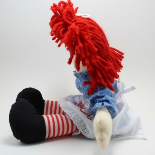 Raggedy Ann Doll Ragdoll Handmade by Aurora Red Yarn Hair White Apron I Love You 2