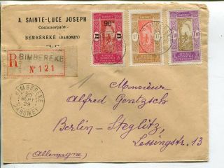 French West Africa/dahomey Reg Cover To Germany 1927