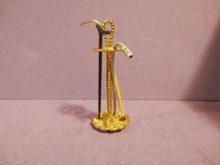 dollhouse miniature 1/12 scale metal cane holder with 3 canes 2
