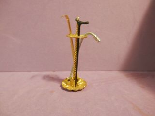 dollhouse miniature 1/12 scale metal cane holder with 3 canes 3