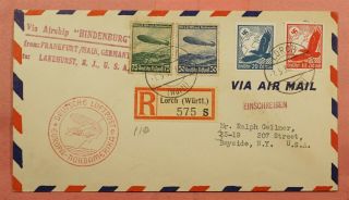 1936 Germany Hindenburg Zeppelin Flight Lorch Registered To Usa