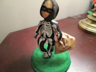 1987 Annalee Halloween Trick Or Treat Kid Skeleton 7 1/2 Inch