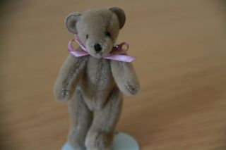 3 1/2 " Miniature Jointed Artist Teddy Bear,  Handmade By Susan Jane