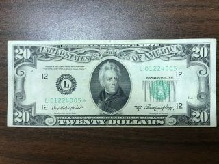 1950 A $20 Star Frn Federal Reserve Note Bank Philadelphia Fancy Sn L01224005