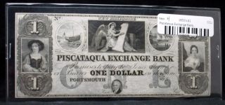 The Piscataqua Exchange Bank Unc $1 Portsmouth Hampshire Note Dollar