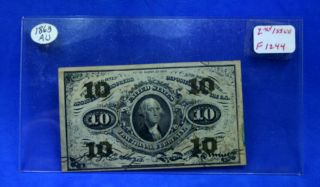 Au 10 Cent Fractional Currency 1863 United States Note Old Paper Money
