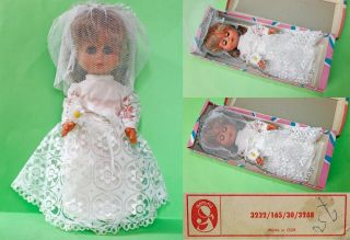 13 " East German Ddr Bride Dressed Doll Brand Veb Sonni Sonneberg 1970 