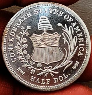1861 Confederate States Half Dollar Dol Restrike Coin,  Prooflike,  92.  5 Silver