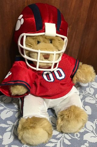 Build A Bear 14 " Plush Teddy Bear Red Navy White Football Uniform Outfit Helmet