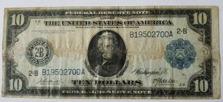 1914 10 Dollar Federal Reserve Note 2 - B York Andrew Jackson