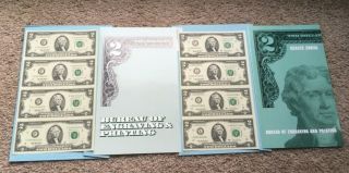 1995 & 2003a Uncut Sheets Of 2 Dollar Bills = Bureau Of Engraving & Print Issue