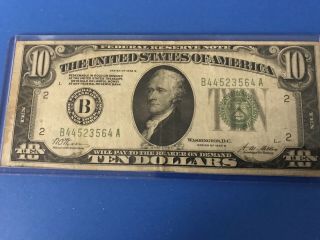 1928 B $10 Ten Dollar Gold On Demand Federal Reserve Note