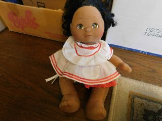 My Child Doll African American Girl Red White Dress 1985 Black Hair Hazel Eyes