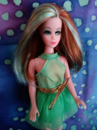 Topper Dawn Doll Sidepart Glori W/ Ooak Hair Highlights Green Fling Dress