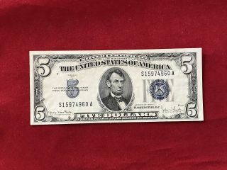 Fr - 1654 1934 D Series $5 Silver Certificate " Wide I " Choice Uncirculated