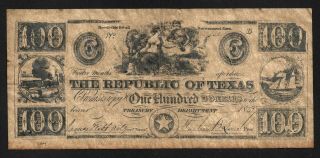 100 Dollars From The Republic Of Texas Us 1839 M10
