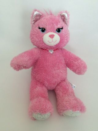 Build A Bear Purrincess Pink Sparkly Princess Kitty Cat W/ Necklace 16 " Plush