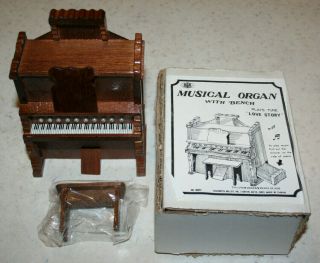 Wooden Dollhouse Furniture Musical Organ With Bench " Love Story " Chadwick - Miller