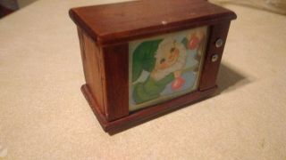 Vintage Miniature Dollhouse Furniture T.  V.  Television 1950s Wooden 1960s