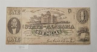 West Point Coins Confederate Currency State Of Alabama 1 Jan 1863 $1 Note