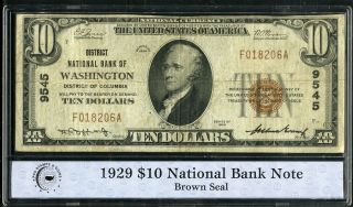 Us Paper Money 1929 $10 National Banknote Brown Seal