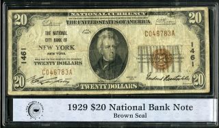 Us Paper Money 1929 $20 National Banknote Brown Seal