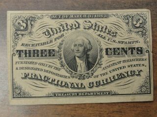 1864 - 69 Usa: 3 Cents Banknote,  Fractional Currency,  Third Issue Fr 1227