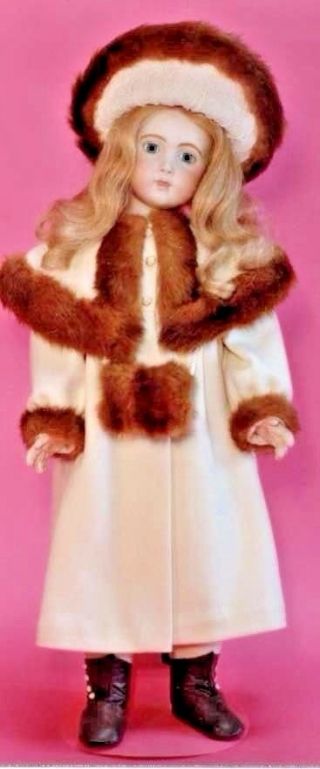 26&28&30 " Antique French Jumeau Doll@1893 Fur Trim Coat Hat Muff Pattern German