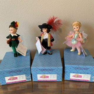 3 X 8” Madame Alexander Dolls Peter Pan 465,  Captain Hook 470,  Tinker Bell 467