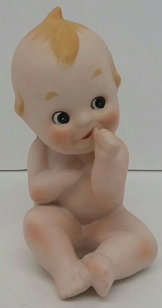Vintage Lefton Kewpie Doll Piano Baby Sucking Thumb Porcelain Figurine Kw228 Euc