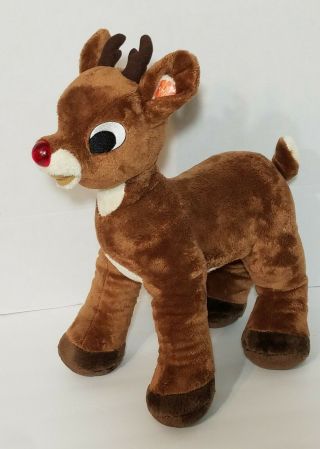Christmas Build A Bear Rudolph Red Nose Reindeer Babw Plush Toy Nose Lights Up