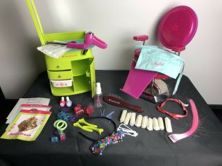 American Girl Hair Styling Center And Salon Chair With Accessories