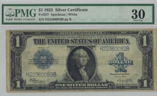 1923 Silver Certificate $1 Fr 237 Speelman/white Pmg 30 Very Fine