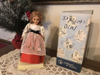Vintage Ratti Doll Made In Italy Blonde Hair With Box And Stand
