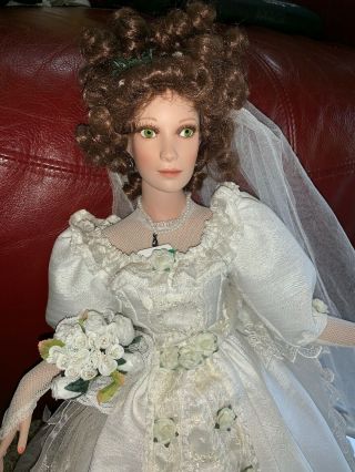 Stunning Doll Bride Porcelain Patricia Rose 20 1/2 " In Wedding Dress 2004