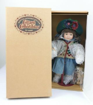 Cottage Collectibles Janie Porcelain Doll W/bear 15 " Ganz Linda Steele Cc6338