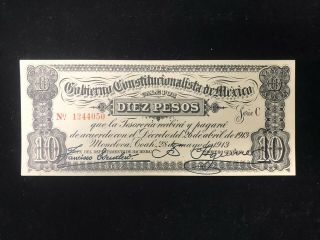 Mexico Coahuila 10 Pesos 5.  28.  1913,  Ps631