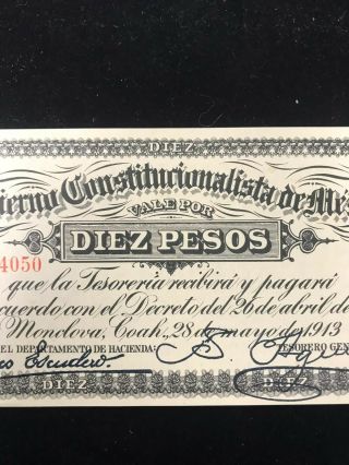 Mexico Coahuila 10 Pesos 5.  28.  1913,  PS631 2