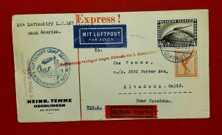 {germany To California Graf Zeppelin Lz - 127 Scott C31 & C37 Aug,  1936 }