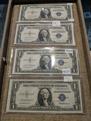 Group Of 4 1935 Uncirculated Star Silver Certificates,  E And F Series