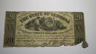 $20 1864 Milledgeville Georgia Ga Obsolete Currency Bank Note Bill Twenty Dollar