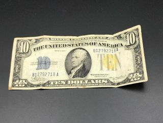 1934 - A Ten Dollar $10 Silver Certificate - Yellow Seal North Africa