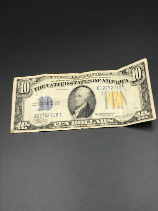 1934 - A Ten Dollar $10 Silver Certificate - Yellow Seal North Africa 2