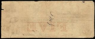 U.  S.  A.  Massachusetts,  Cochituate Bank,  Boston $5 A,  Jany 1,  1854 VG/F 2